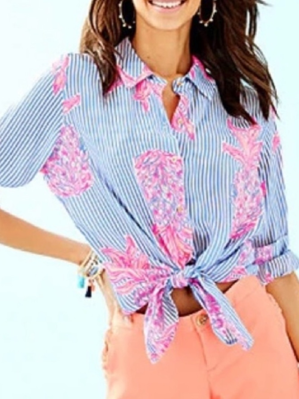 Lilly Pulitzer Seaview Button down shirt Size M